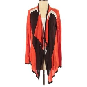 ASHRO Bounce Knit Waterfall Autumn orange Open front Cardigan Small women’s